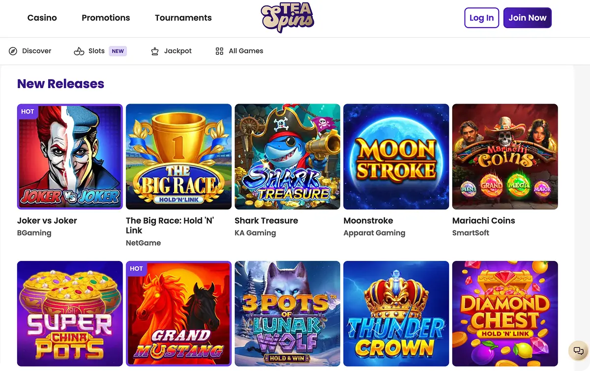 TeaSpins Casino Games